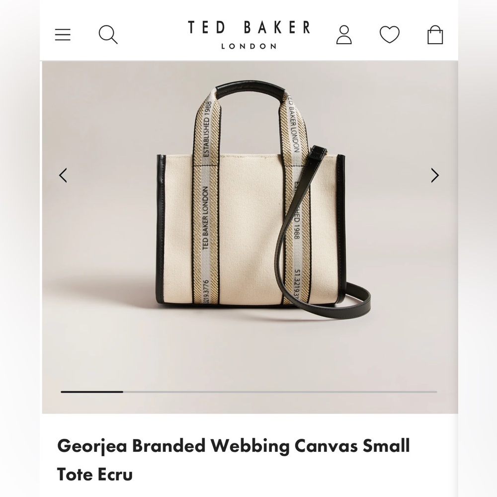 NWT Ted Baker London “Georjea” canvas small tote/crossbody bag in Ecru - Picture 2 of 13